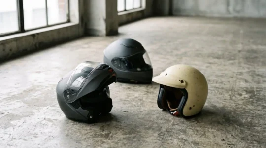 Comparaison visuelle de casques de moto illustrant différents niveaux de protection