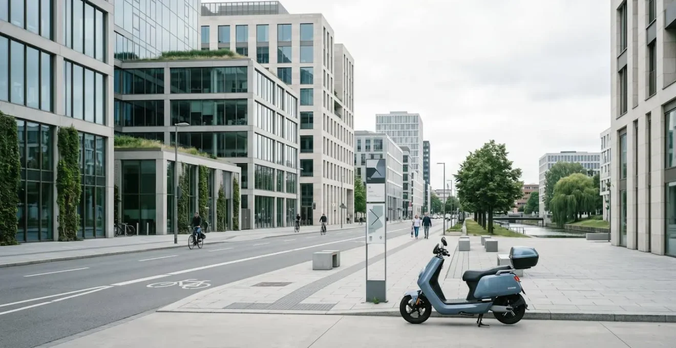 Scooter moderne stationnement en zone urbaine réglementée